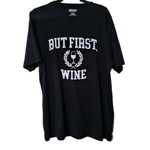 019) Kirkland Signature But First Wine Graphic T-Shirt Black Short Sleeve Large